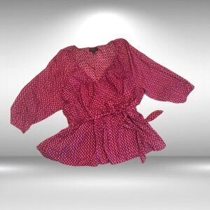 Lane Bryant Fuchsia Patterned Wrap Peplum Blouse – Stylish & Flattering!